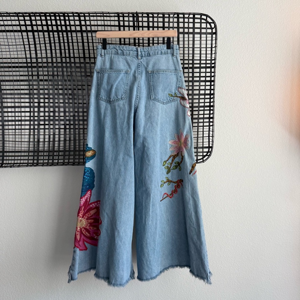 Farm Rio Embroidered Wide Leg Jeans - Picture 5 of 8